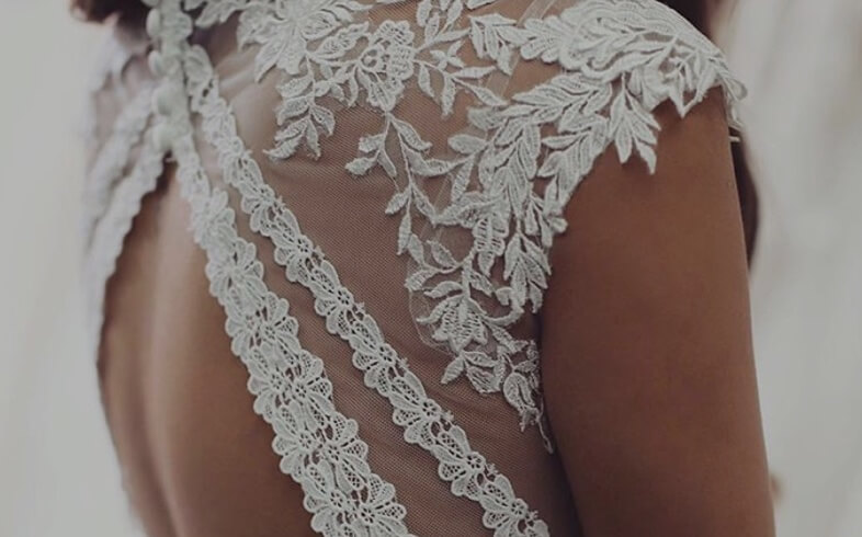 Bridal dress in detail