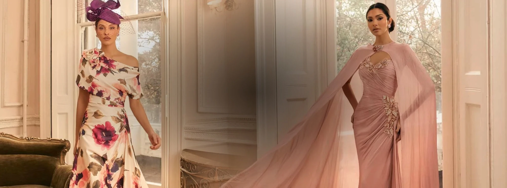 Bridesmaids in pale pink dresses