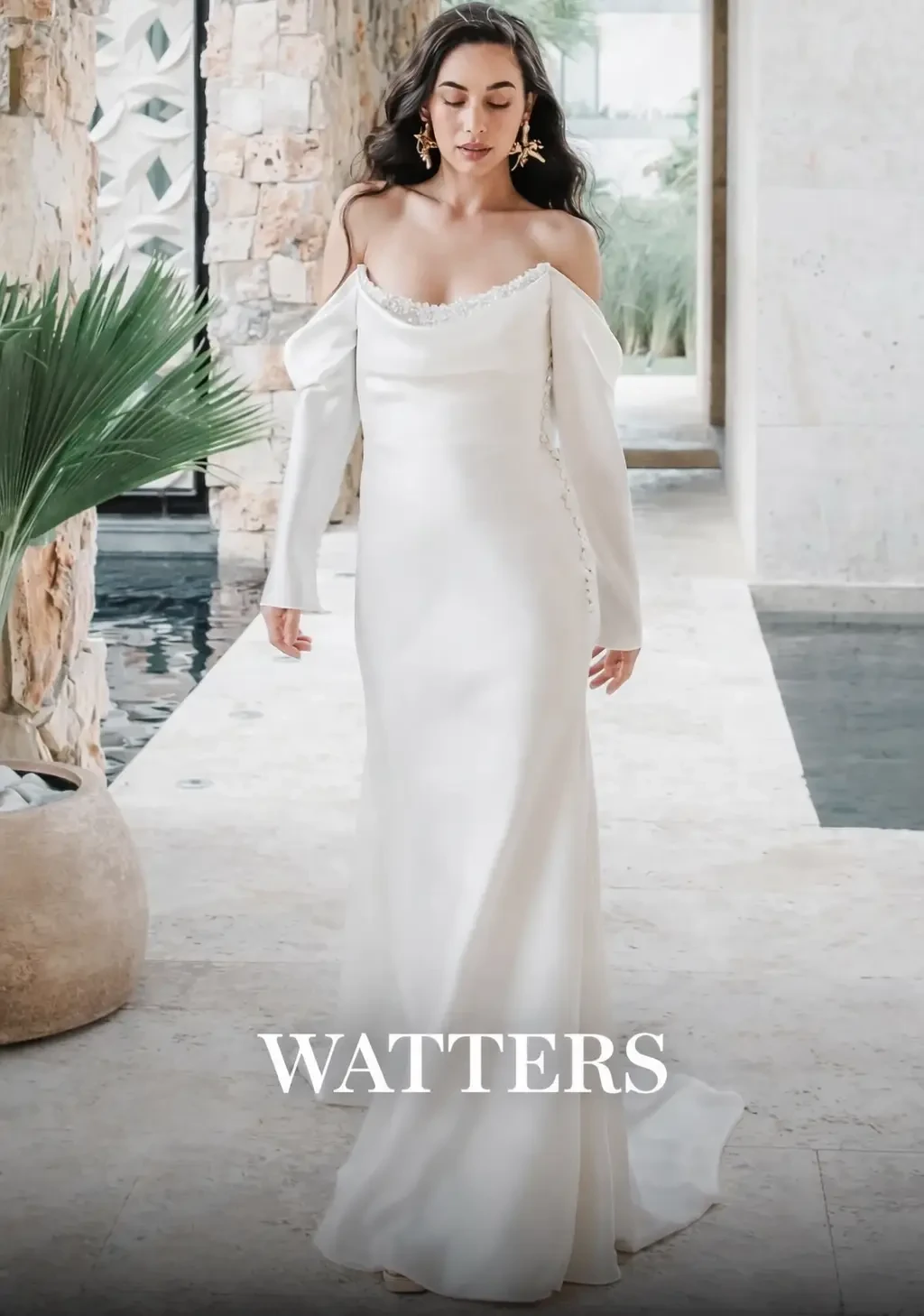 Model wearing watters bridal dress