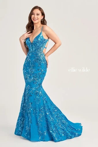 Ellie Wilde Style #EW35011 #2 Gold Dusk Royal Blue Light  Blue Cerulean Blue thumbnail