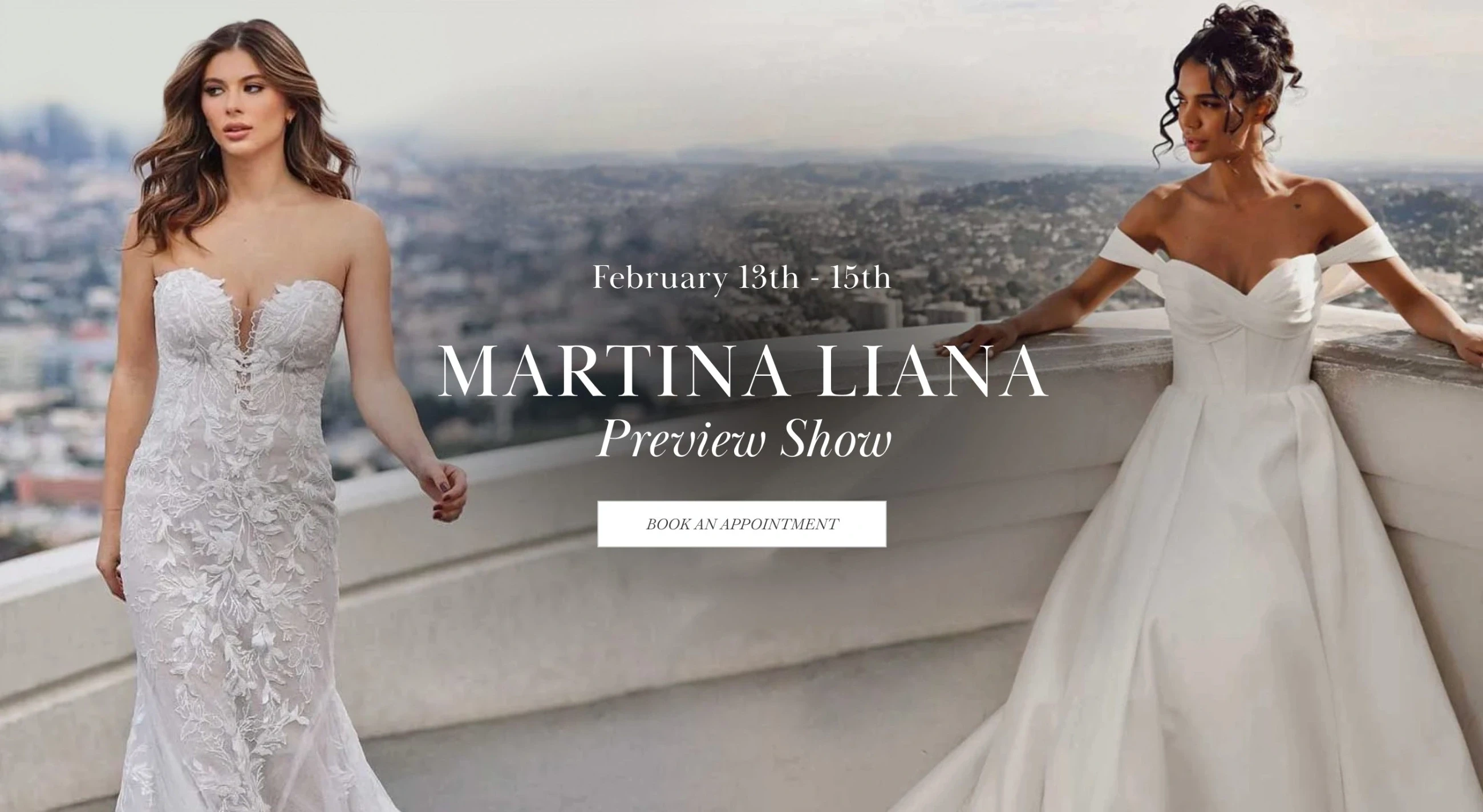 Models wearing Martina Liana bridal gowns, desktop banner