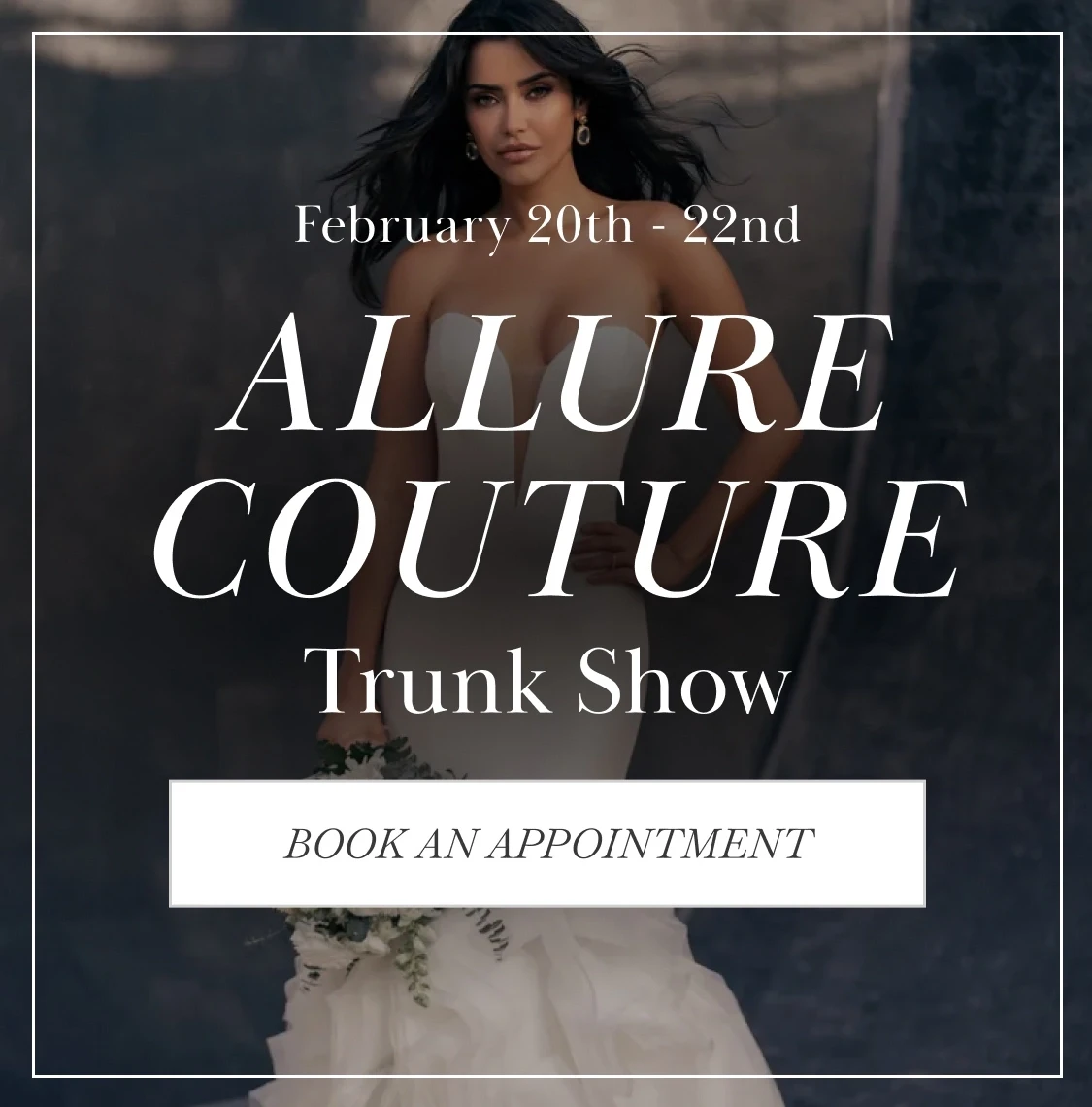 Model wearing Allure Couture bridal gown, mobile banner