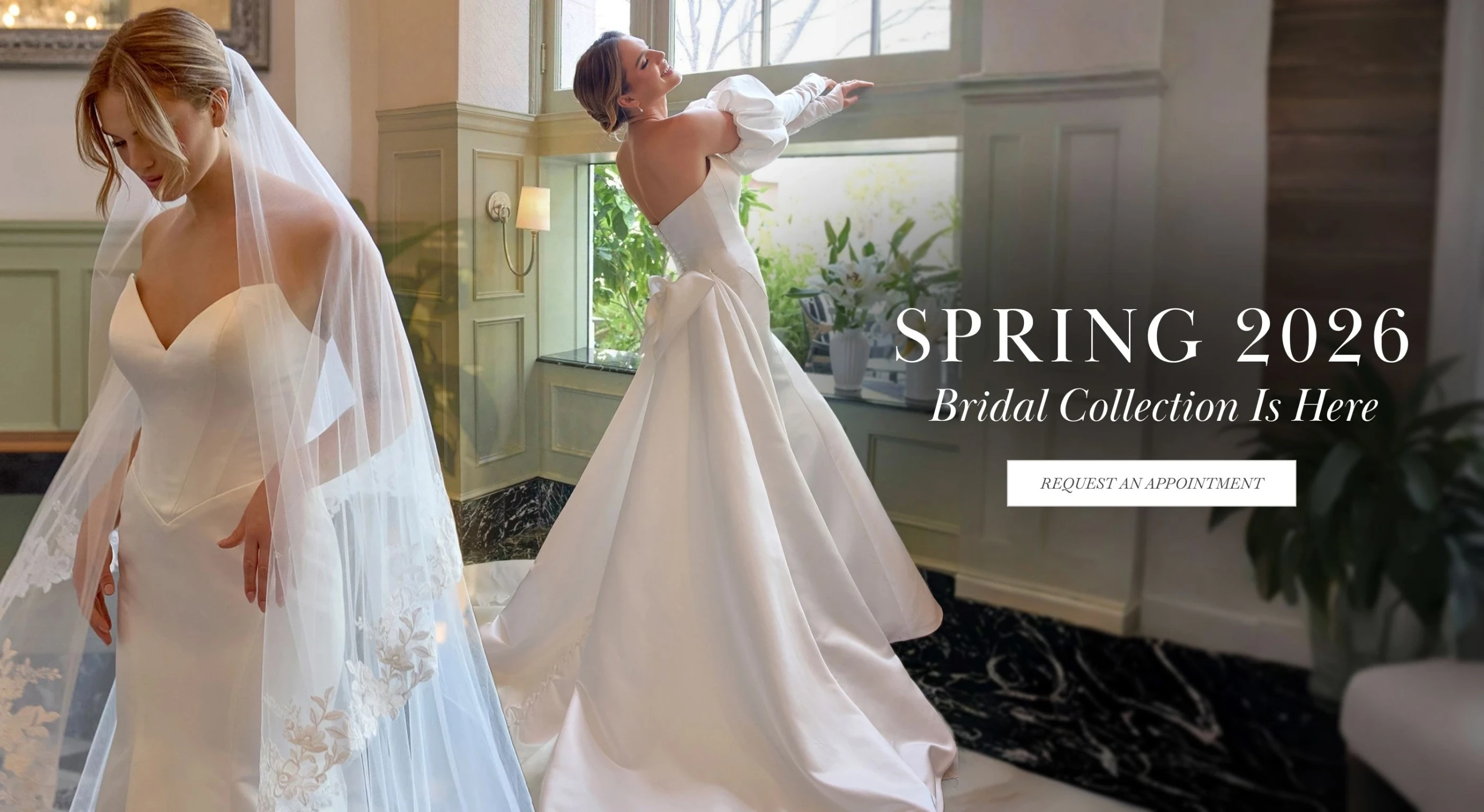 Model wearing Essense of Australia bridal gown, desktop banner